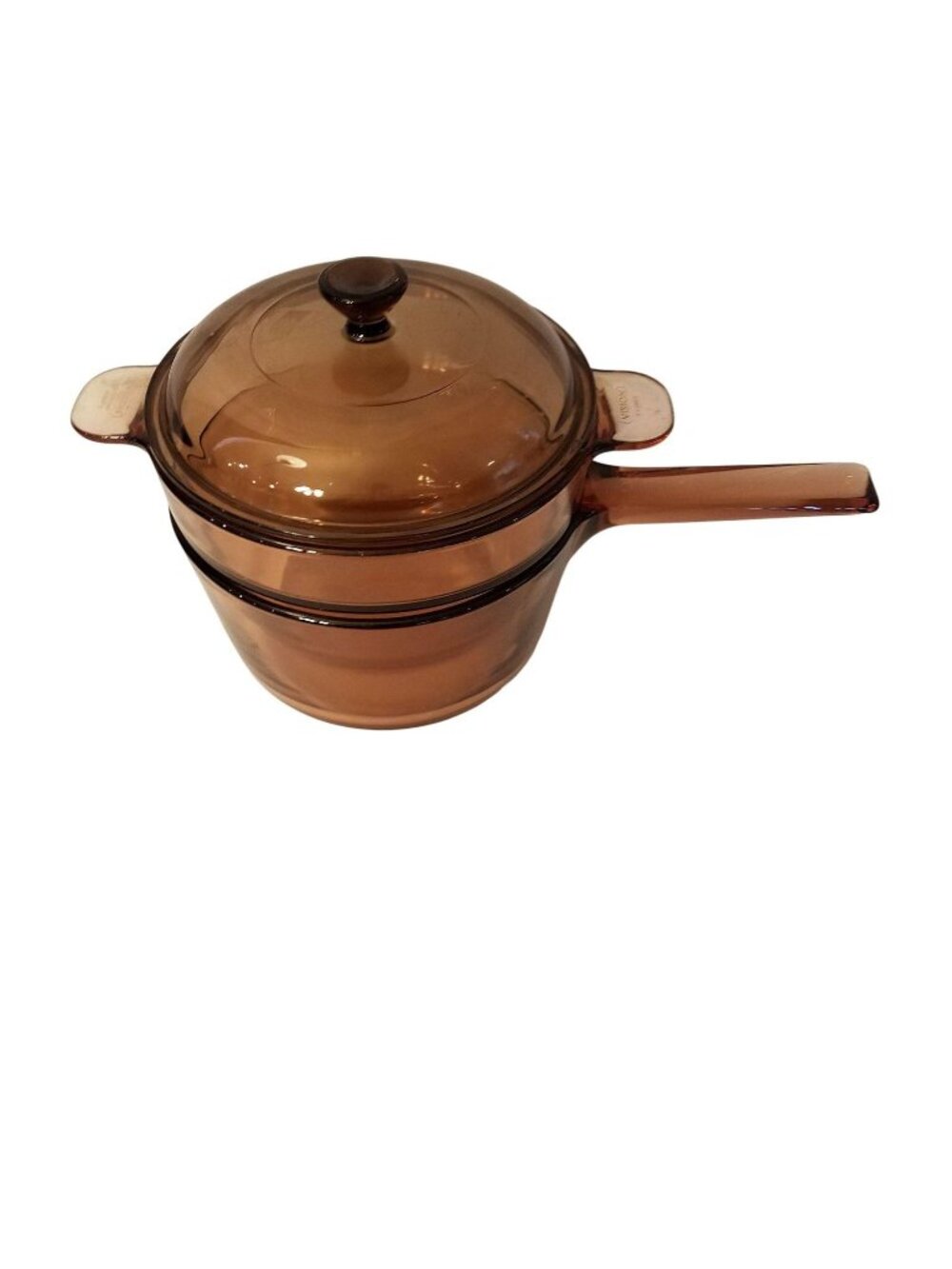 Vintage Visions Corning Ware 1.5L Sauce Pan with Lid Double Boiler Amber
